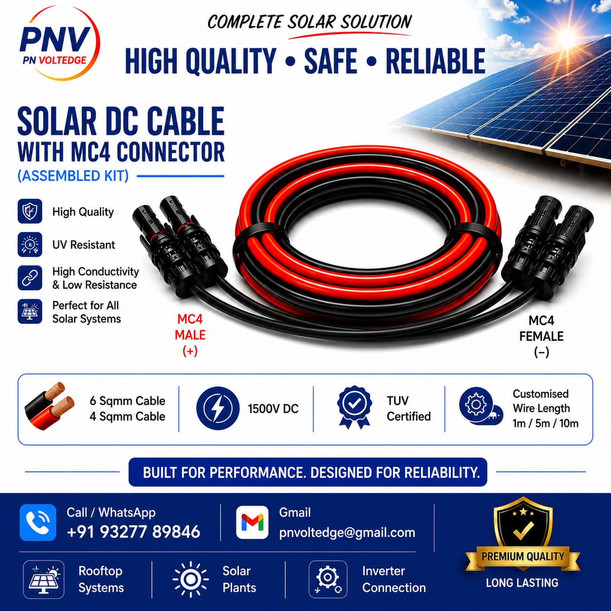PN VoltEdge solar DC cable with MC4 connectors